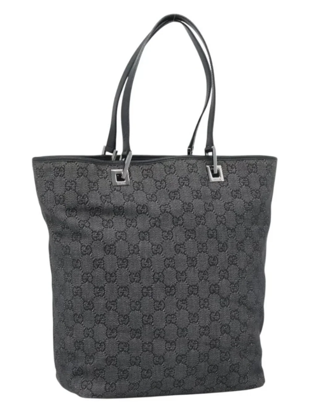 GUCCI GG Canvas Tote Bag Gray Silver 31243 Auth ep14697